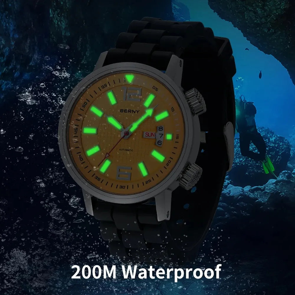 Men’s 200M Diver Watch – BERNY AM7081M Automatic Sapphire Series