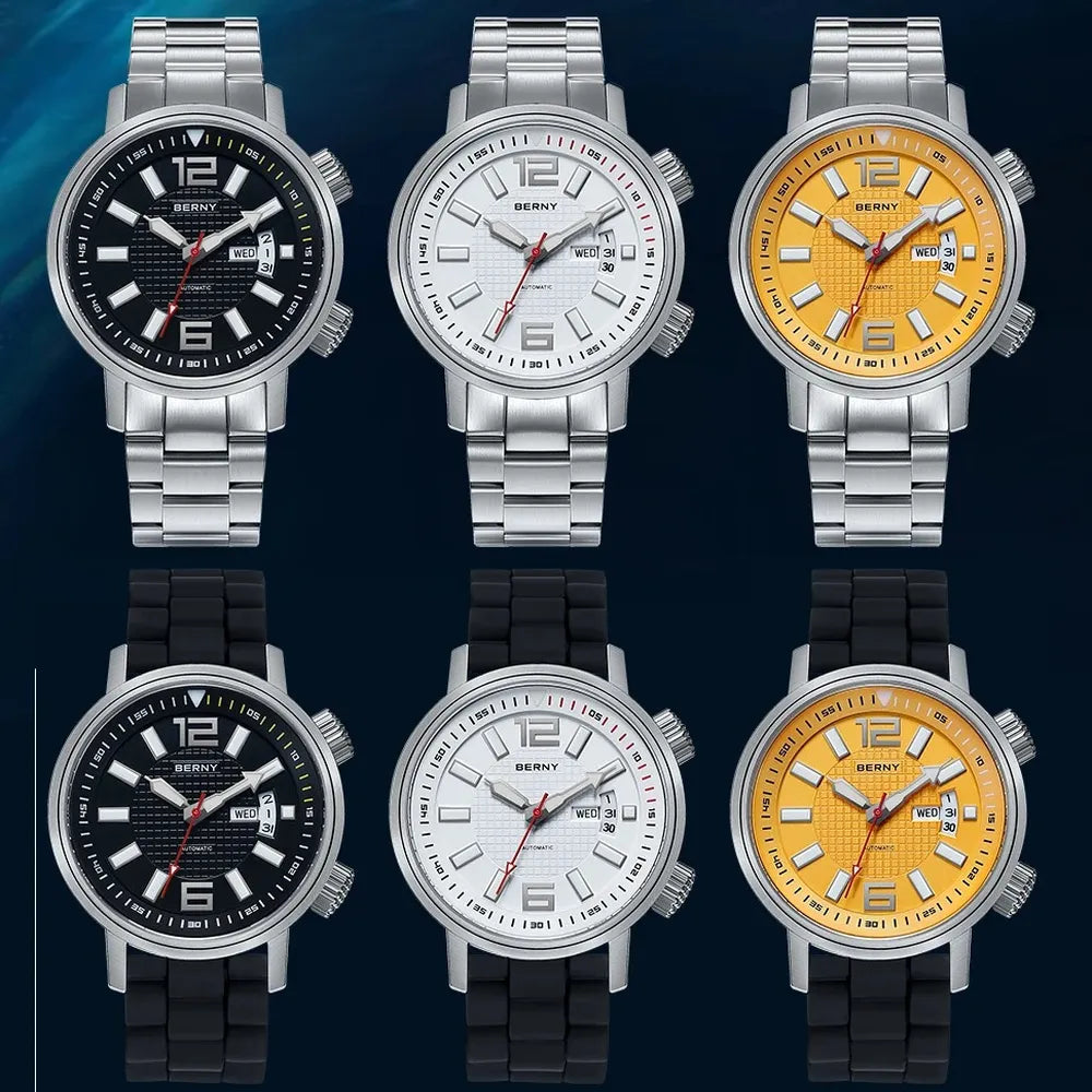 Men’s 200M Diver Watch – BERNY AM7081M Automatic Sapphire Series