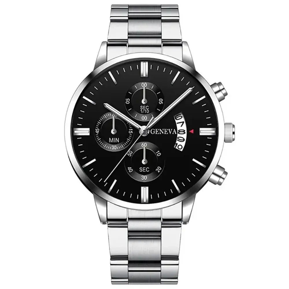 Men’s Black Stainless Steel Quartz Watch – Rexyle Nocturne Edition