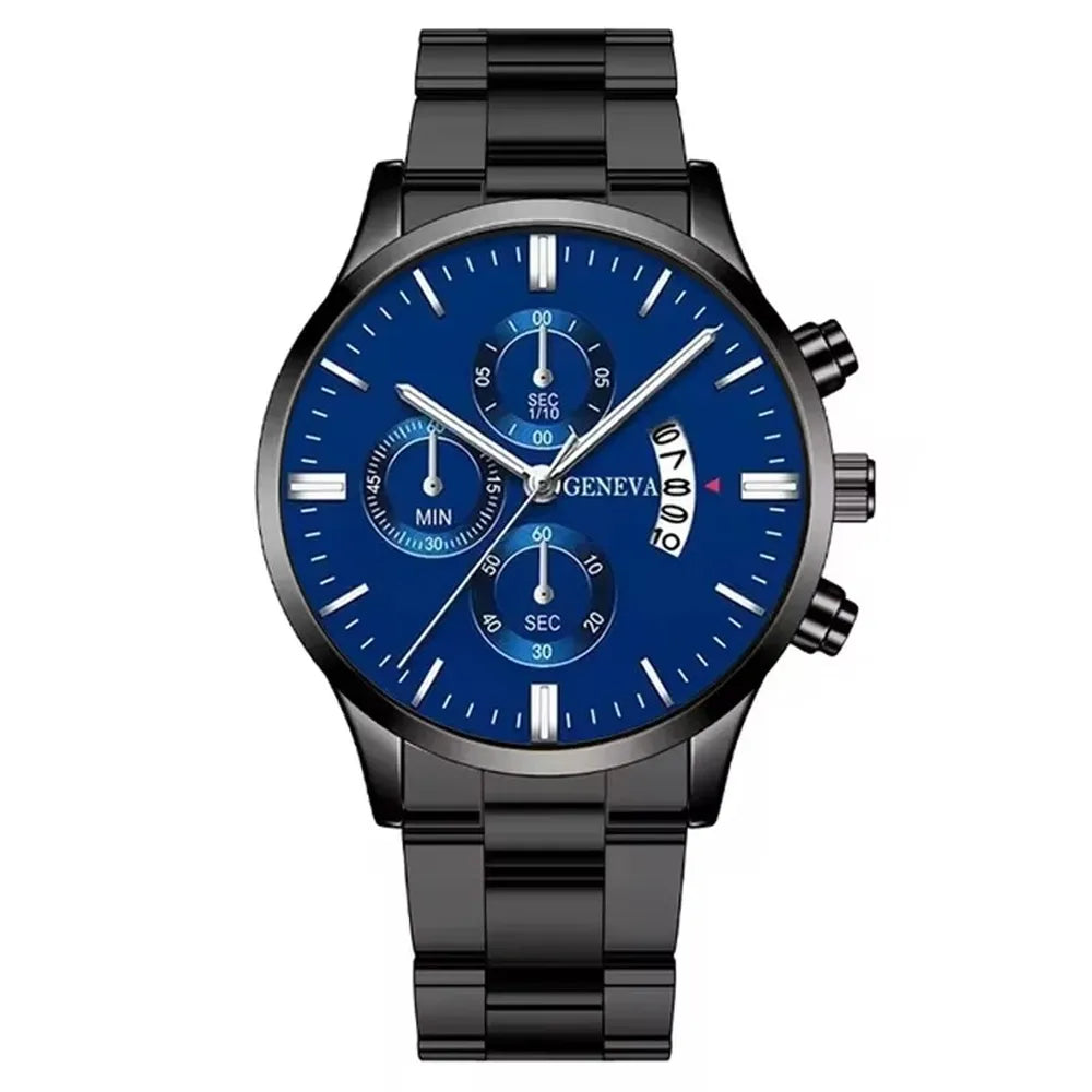 Men’s Black Stainless Steel Quartz Watch – Rexyle Nocturne Edition