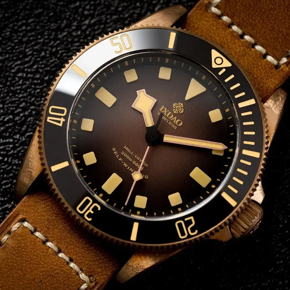 Men’s Bronze Automatic Dive Watch – IXDAO X02T Professional Series