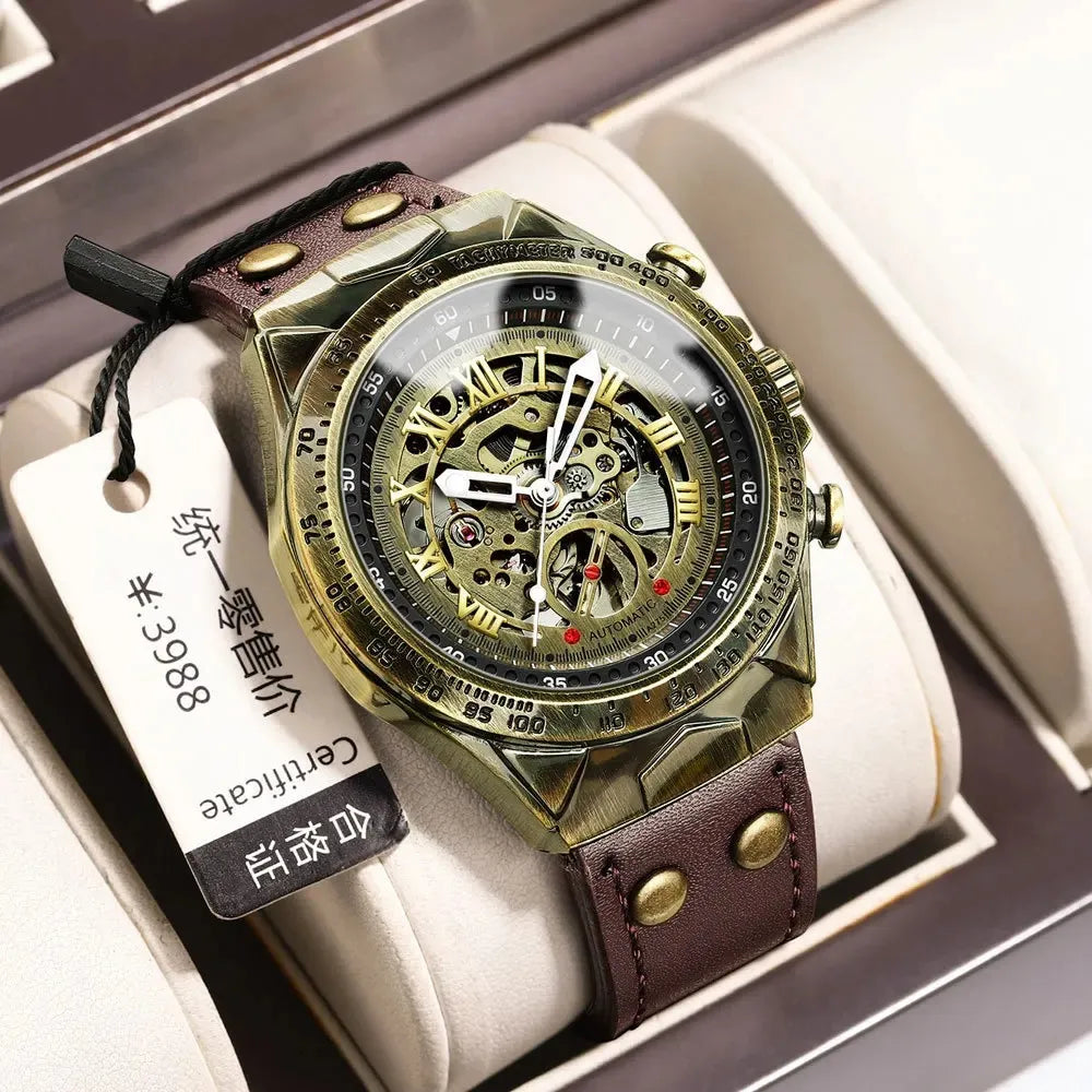 Men’s Bronze Automatic Watch – UTHAI Retro Business Series