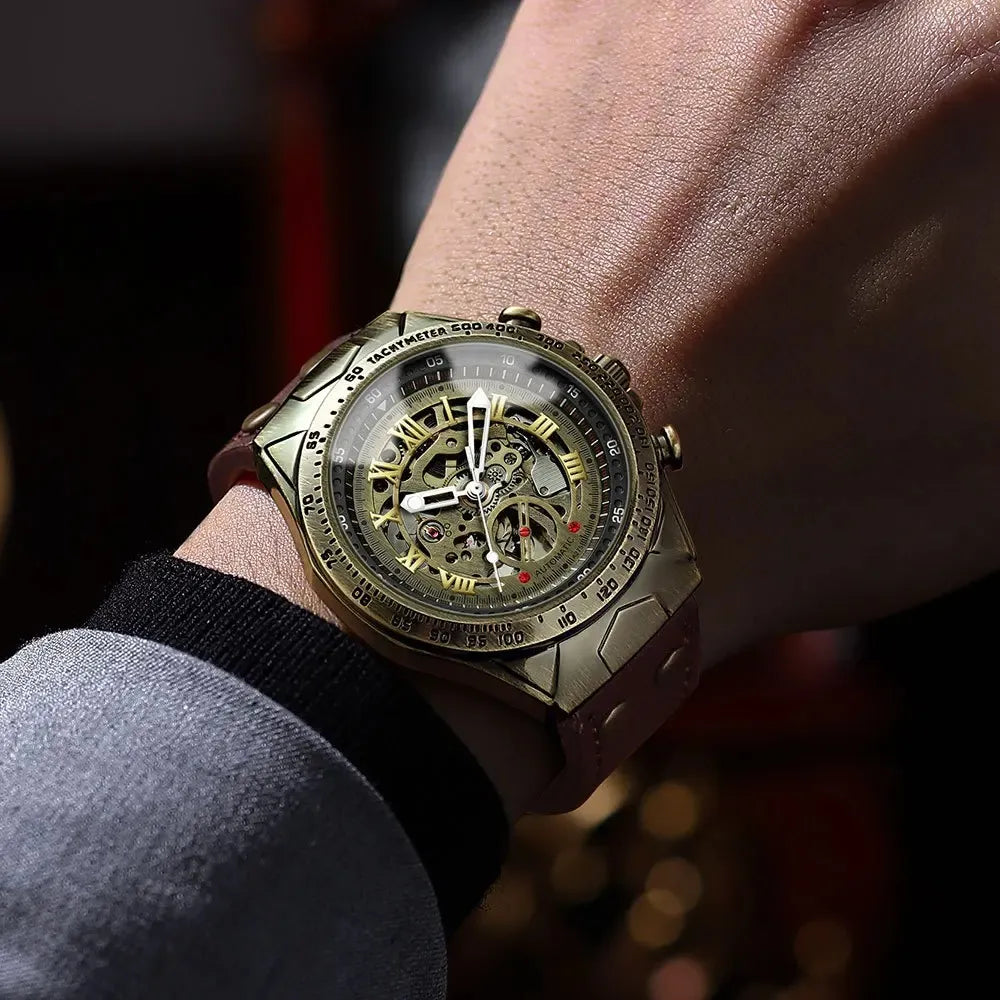Men’s Bronze Automatic Watch – UTHAI Retro Business Series