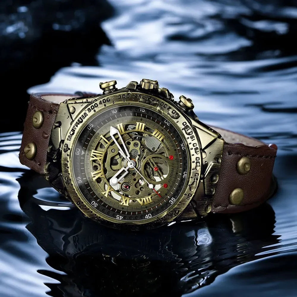 Men’s Bronze Automatic Watch – UTHAI Retro Business Series
