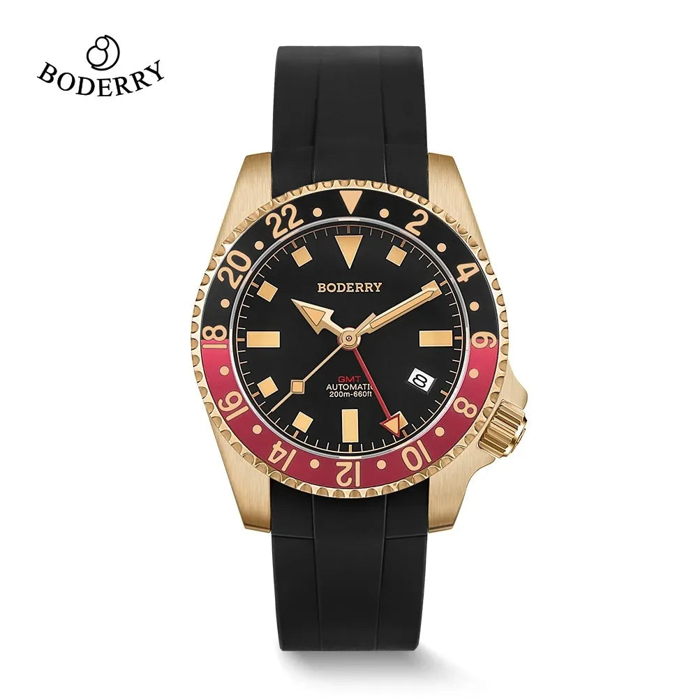 Men’s Bronze GMT Diver Watch – Boderry Admiral Automatic Series