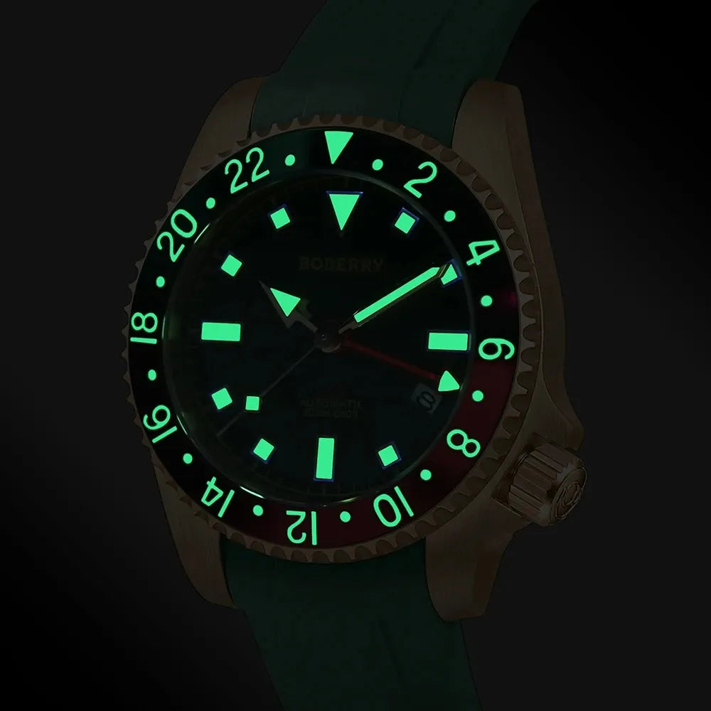 Men’s Bronze GMT Diver Watch – Boderry Admiral Automatic Series
