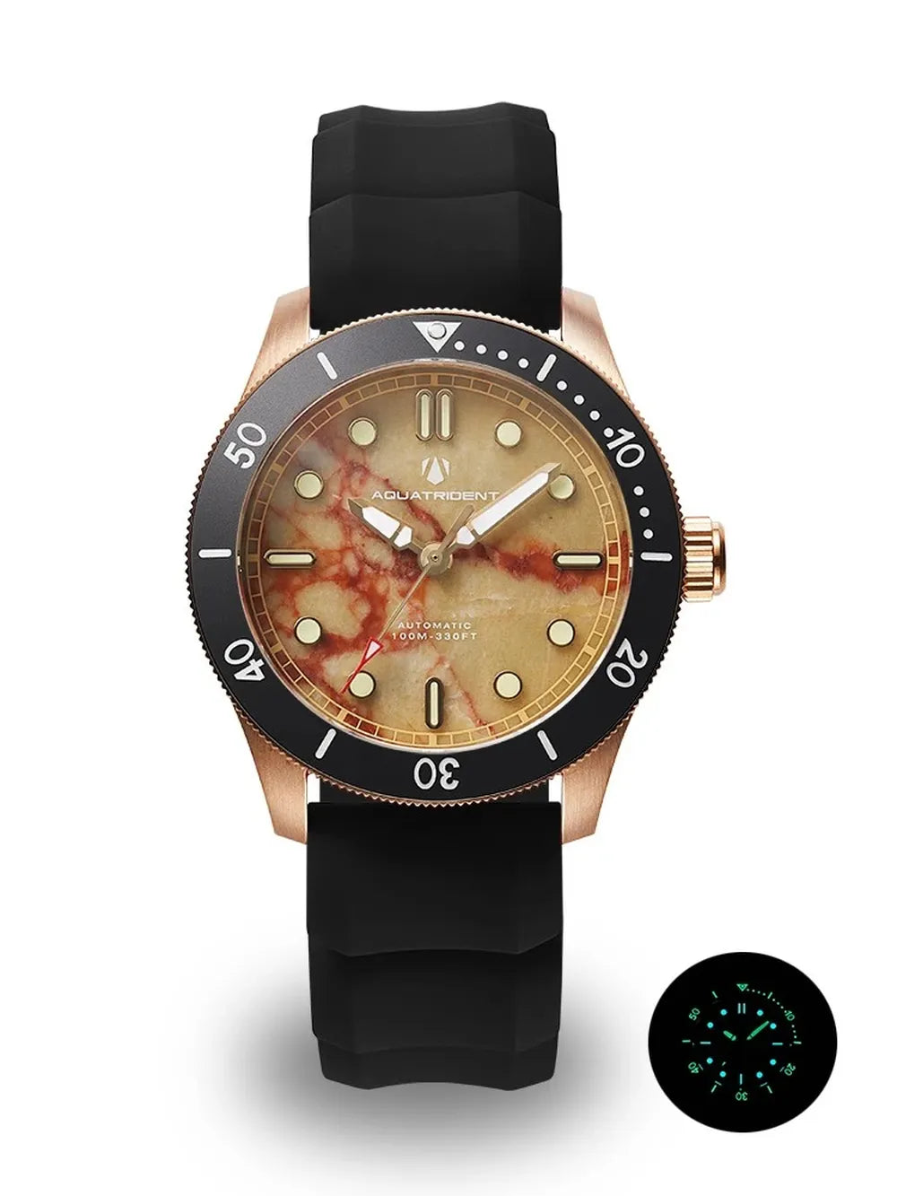 Men’s Bronze Marble Dial Watch – Aquatrident Artisan Series Automatic