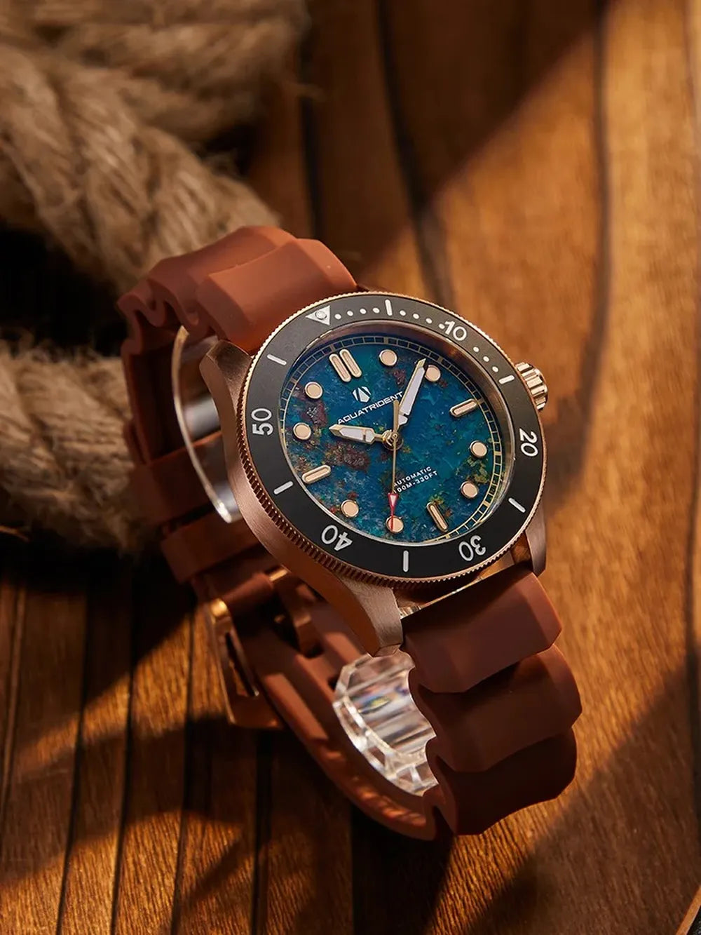 Men’s Bronze Marble Dial Watch – Aquatrident Artisan Series Automatic