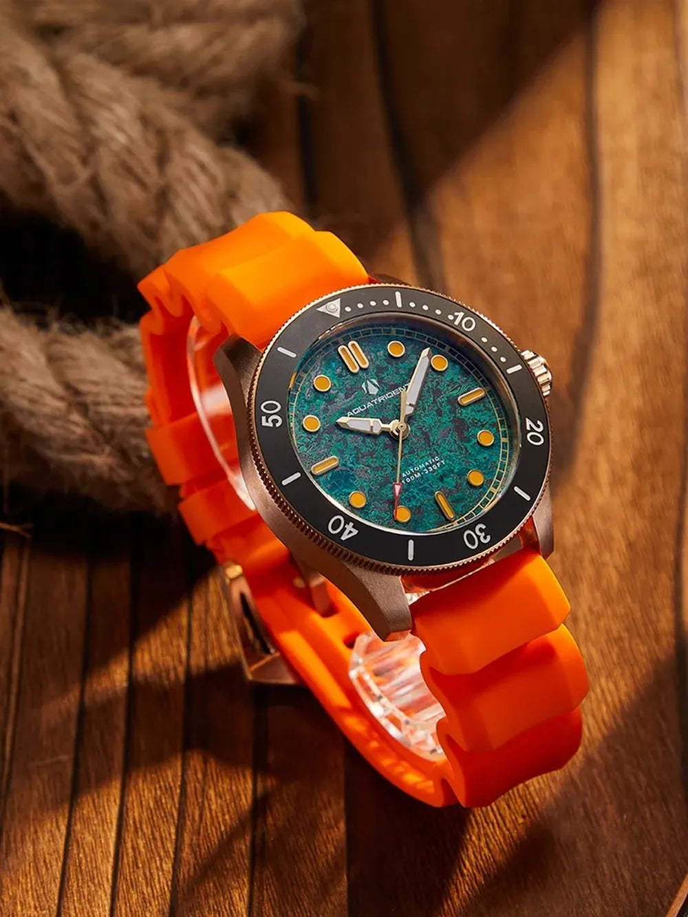 Men’s Bronze Marble Dial Watch – Aquatrident Artisan Series Automatic