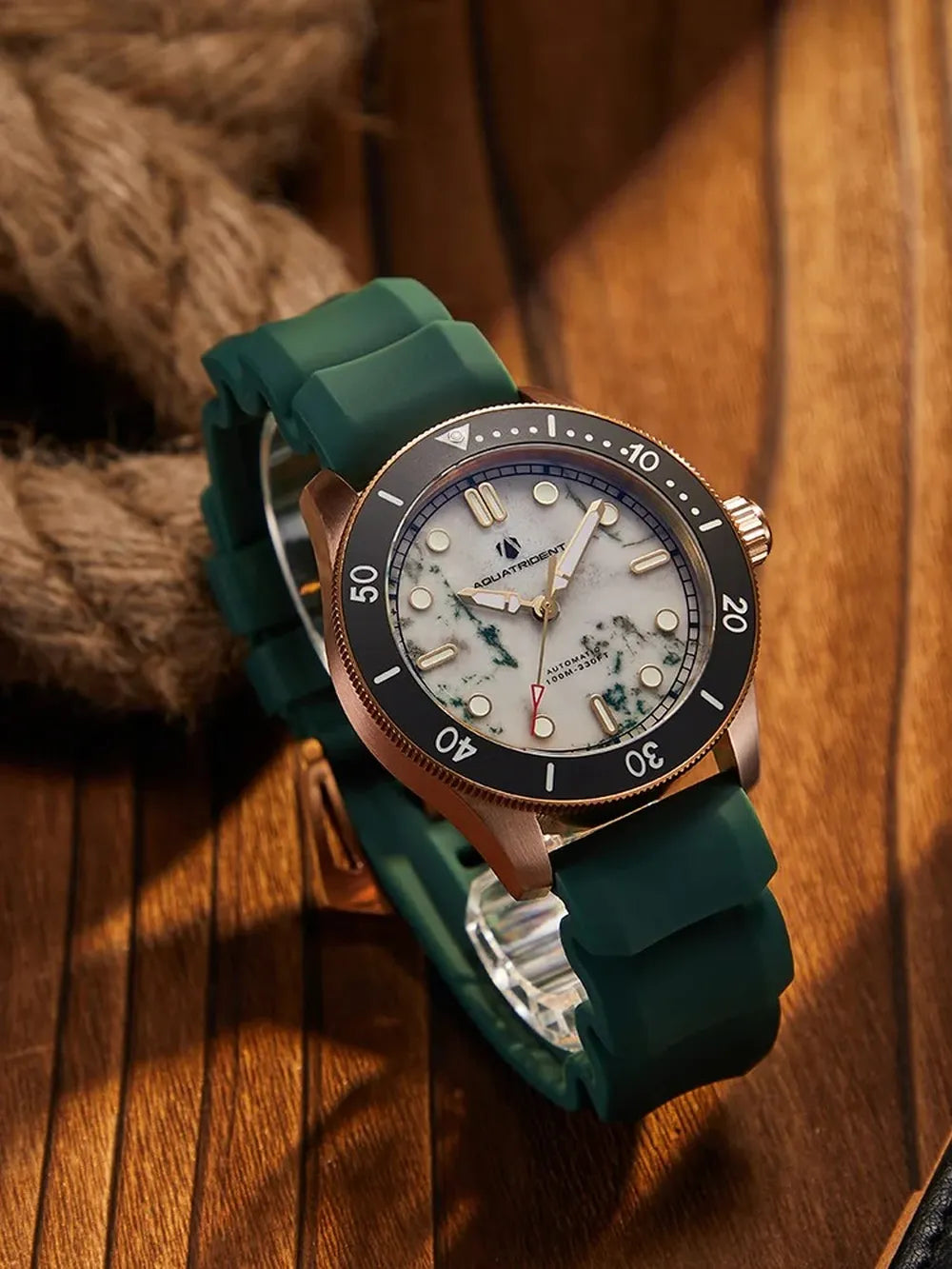 Men’s Bronze Marble Dial Watch – Aquatrident Artisan Series Automatic