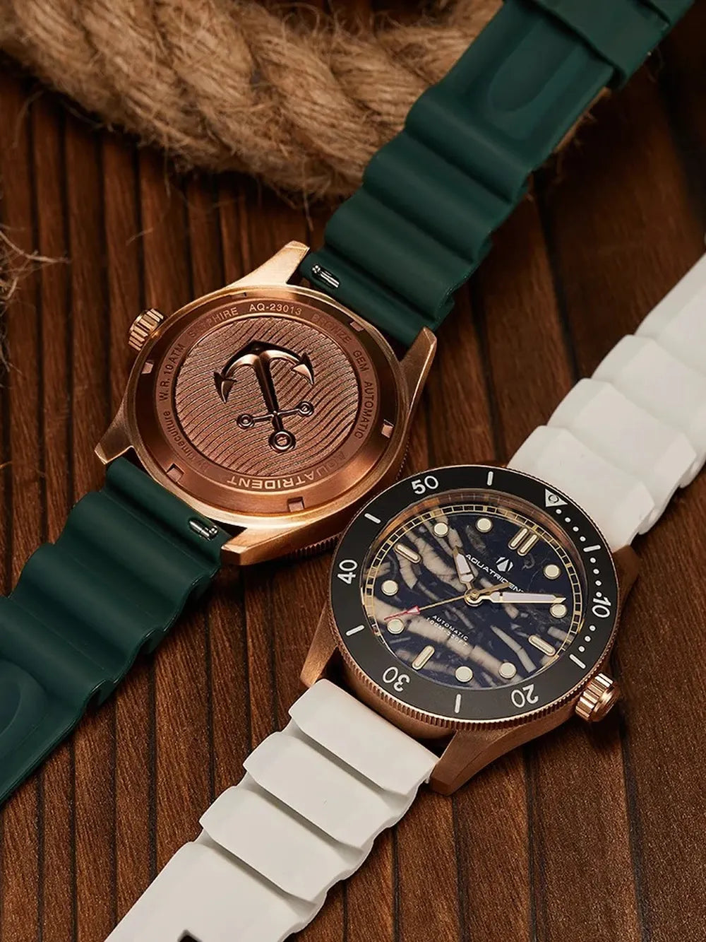 Men’s Bronze Marble Dial Watch – Aquatrident Artisan Series Automatic