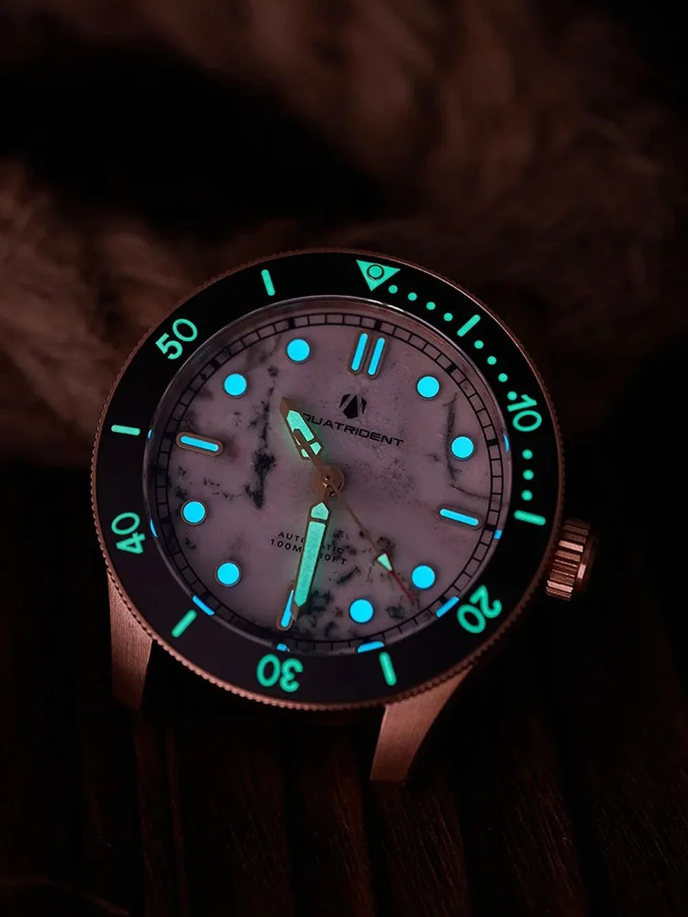 Men’s Bronze Marble Dial Watch – Aquatrident Artisan Series Automatic
