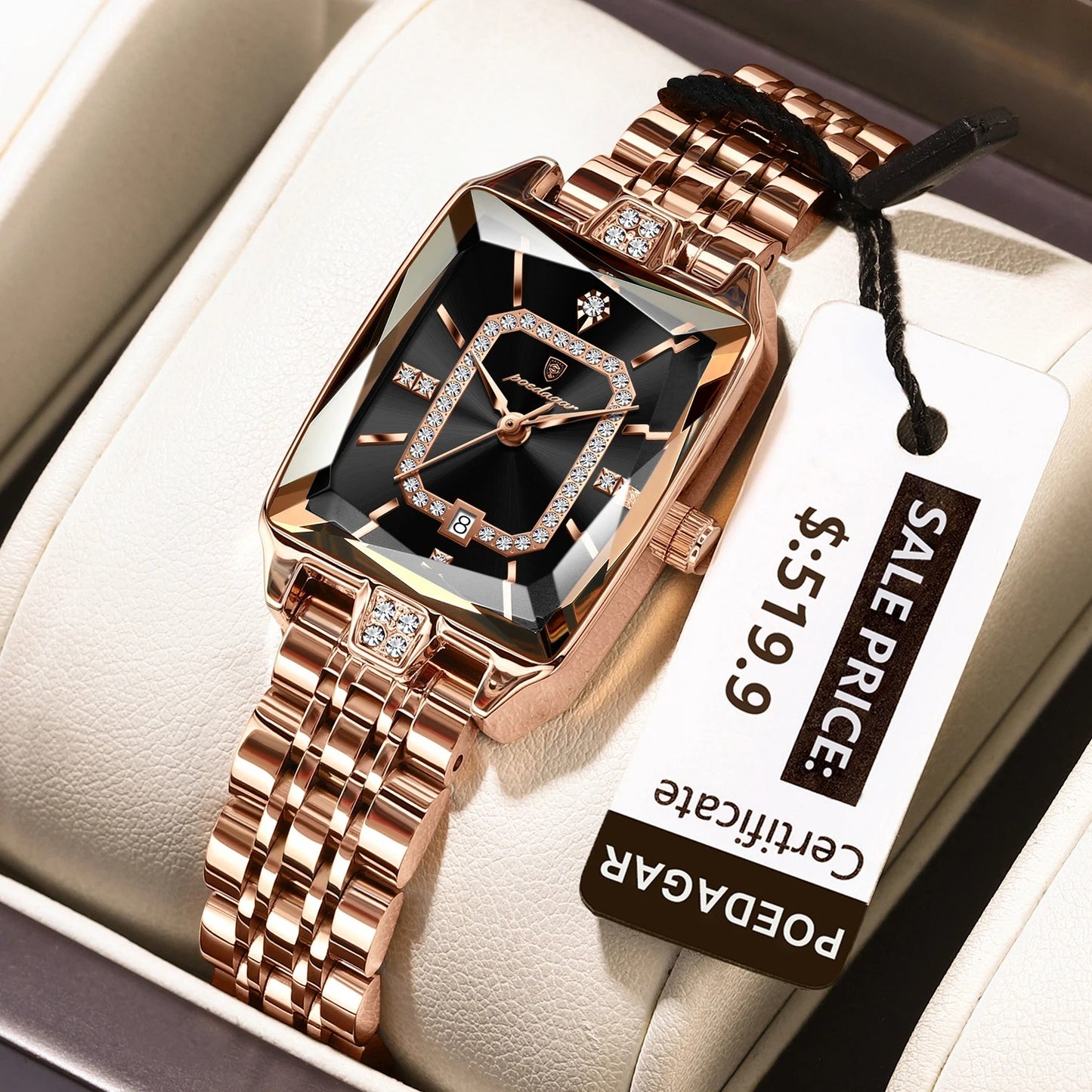 Women’s Rectangular Quartz Watch – Rexyle Elara Edition