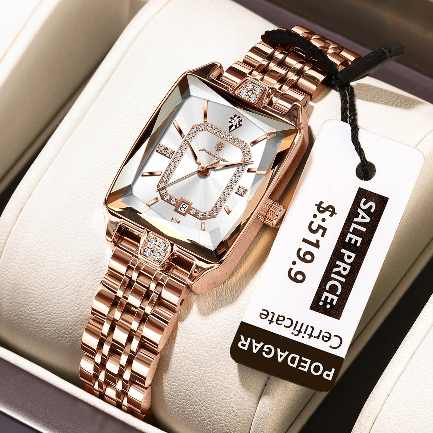 Women’s Rectangular Quartz Watch – Rexyle Elara Edition