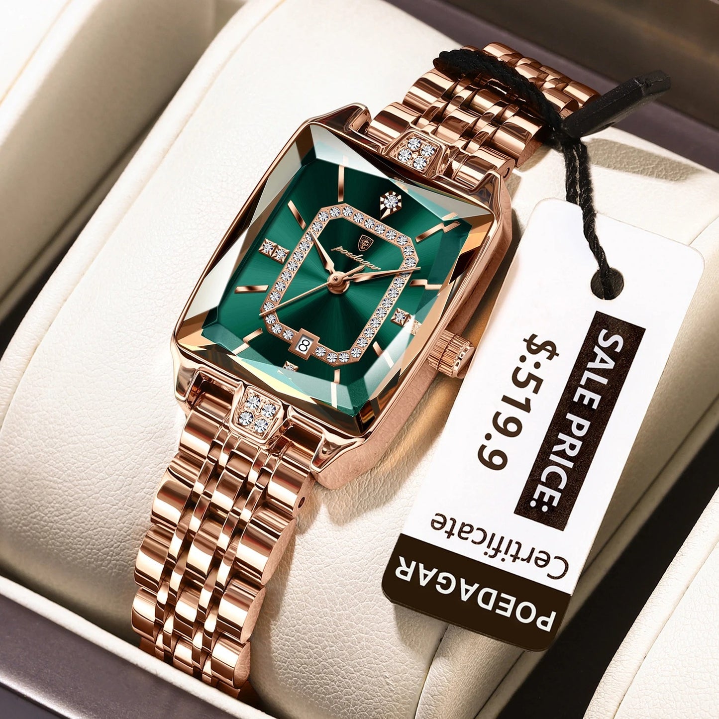 Women’s Rectangular Quartz Watch – Rexyle Elara Edition