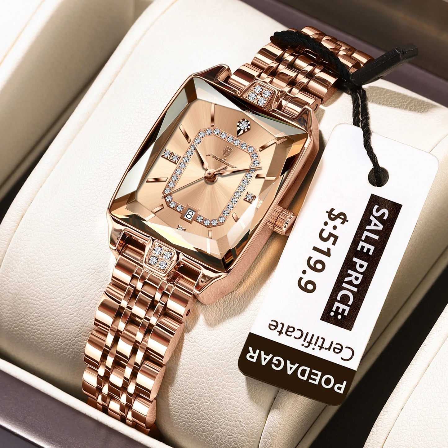 Women’s Rectangular Quartz Watch – Rexyle Elara Edition