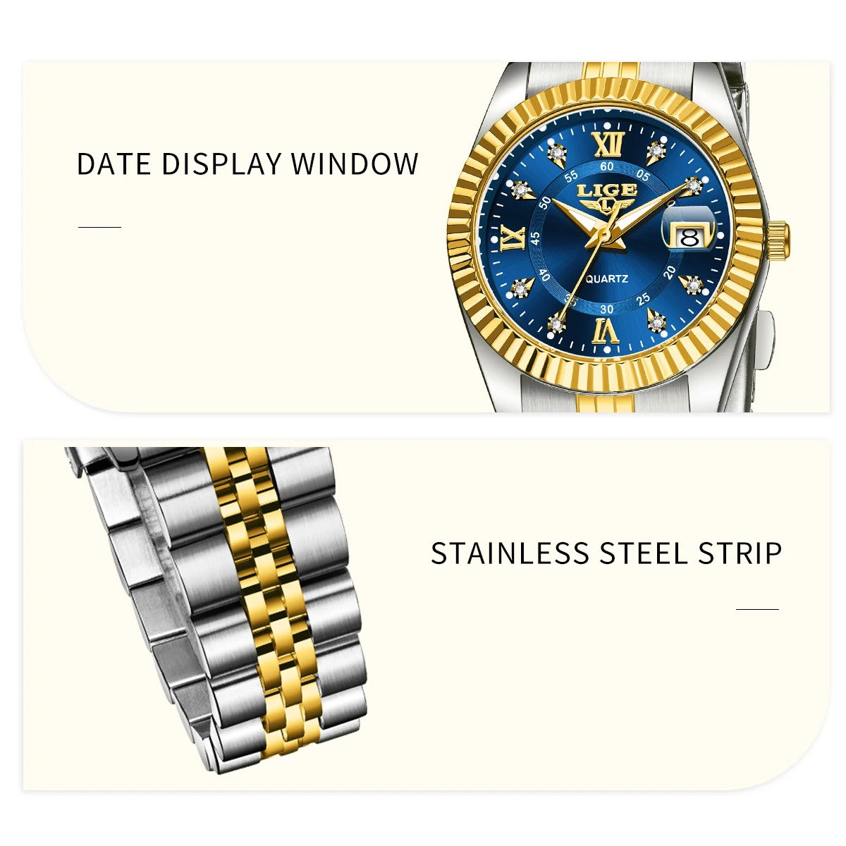 Women’s Stainless Steel Quartz Watch – Rexyle Serene Edition