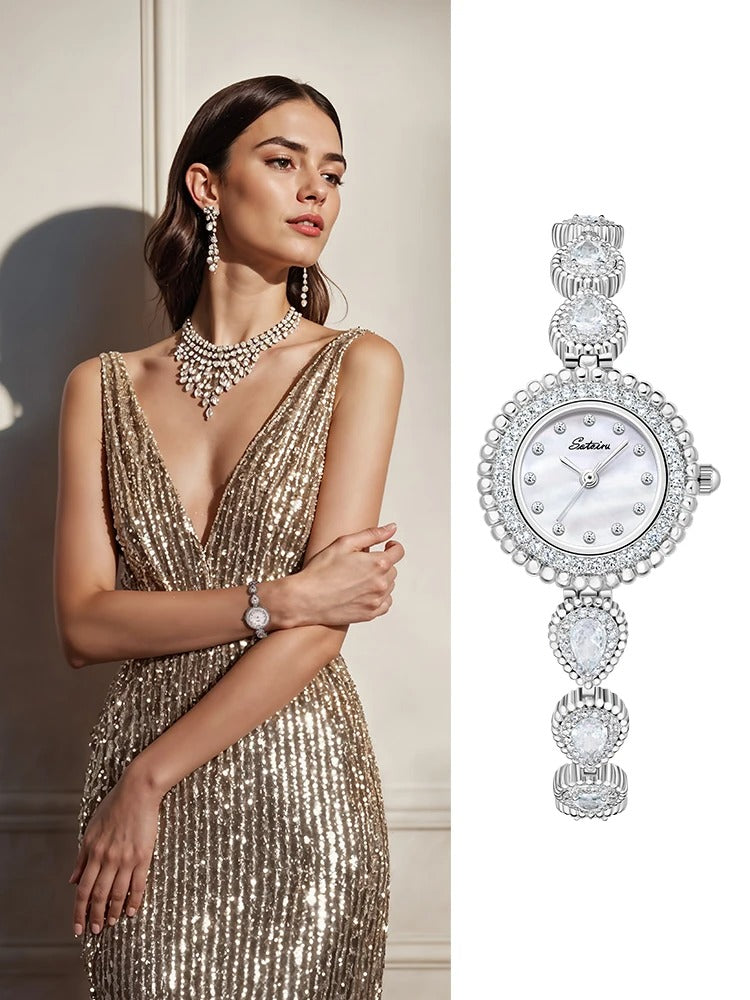 Women’s Zircon Mother-of-Pearl Quartz Watch – Rexyle Éclat Edition