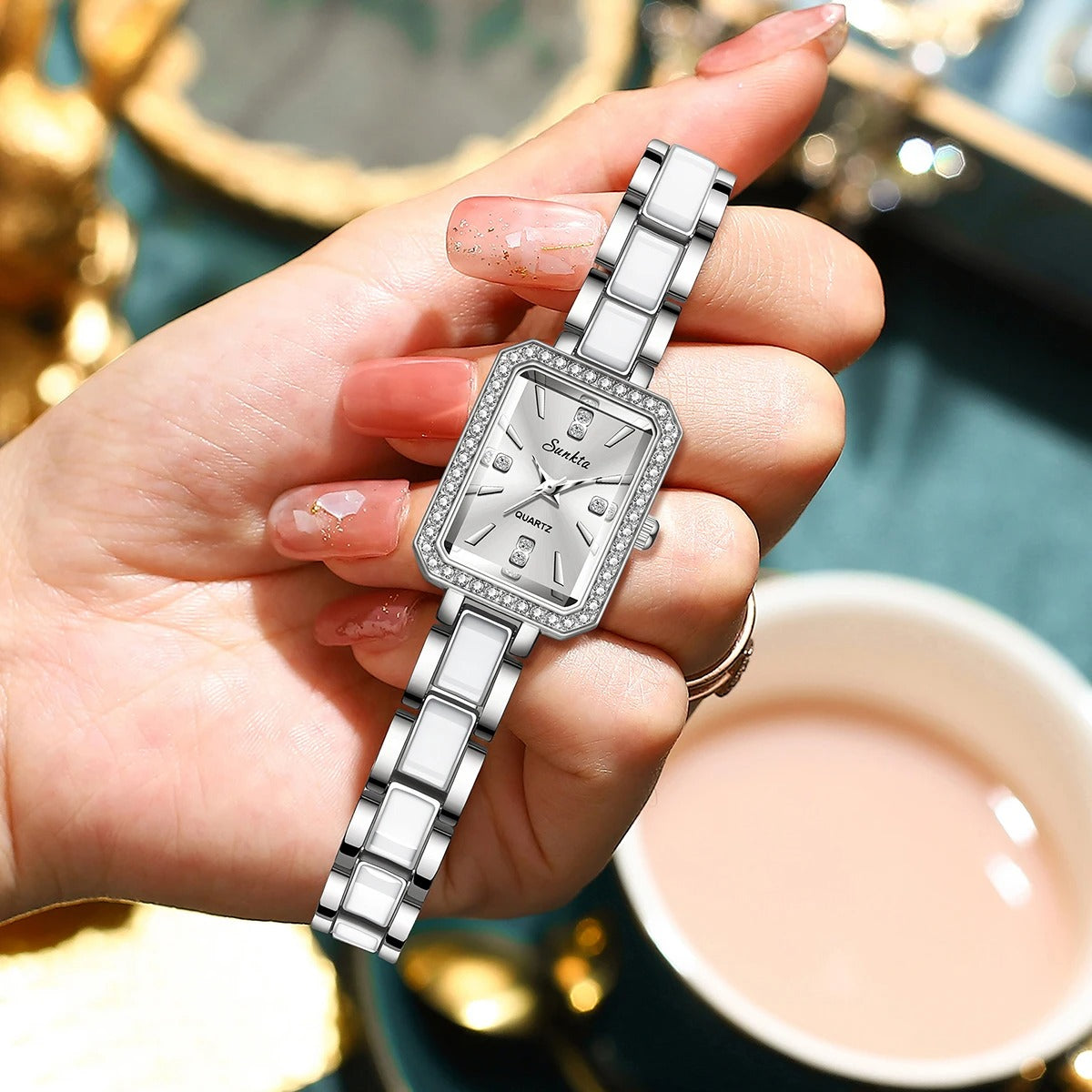Women’s Diamond-Set Square Quartz Watch – Rexyle Solenne Edition