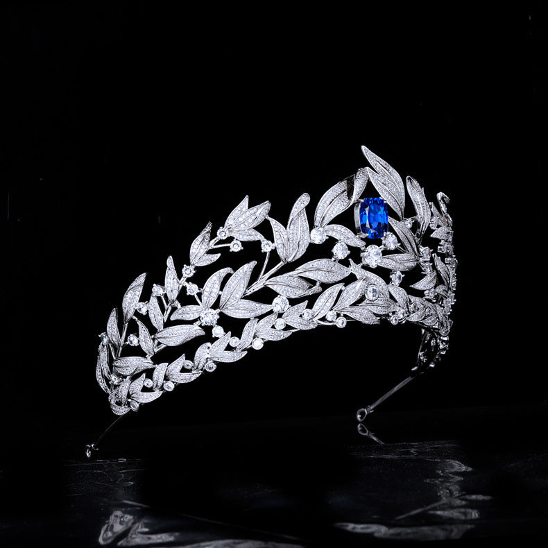 AAA Zircon Sapphire Tiara Crown Copper Micro Inlay Wedding Headdress gifts for her