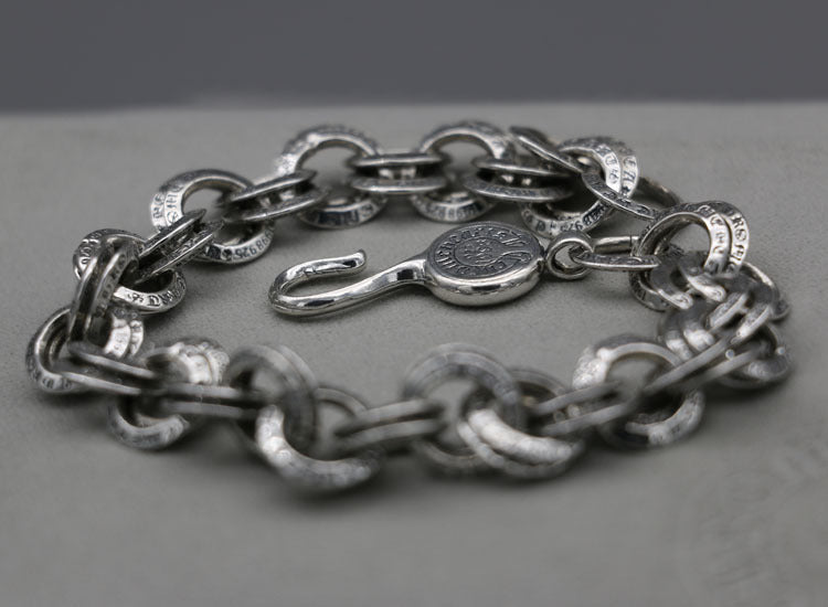 925 Sterling Silver Bracelet for Men Punk Nightclub Vintage Ring Bracelet