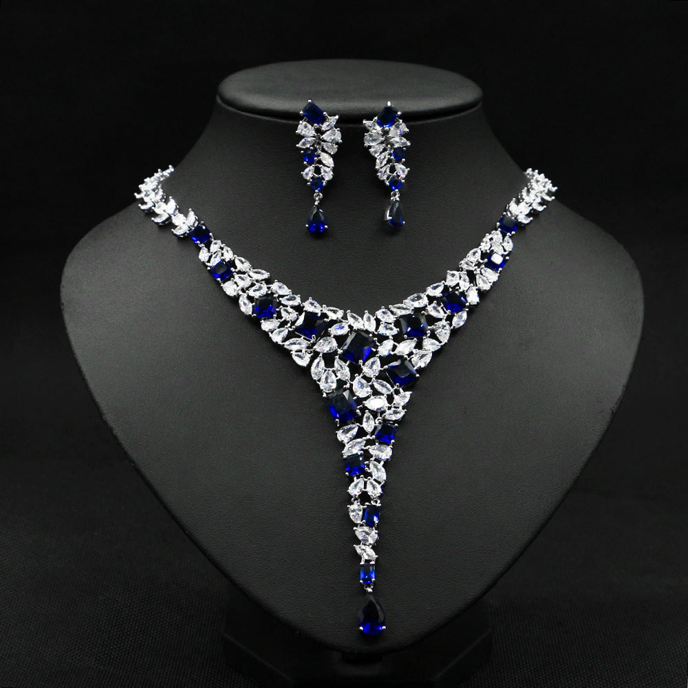 Wedding Jewelry Set Zircon Necklace Set Wedding Dress Wedding Earring Accessories