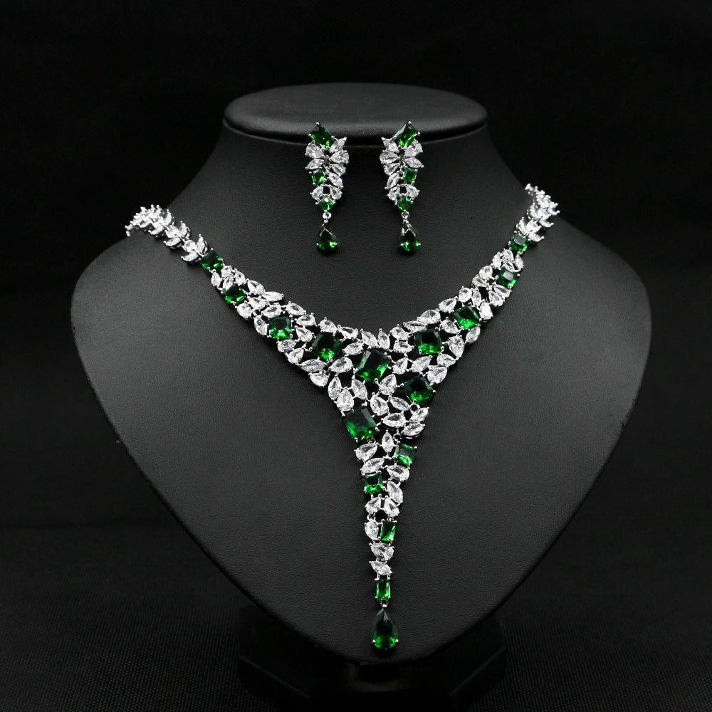 Wedding Jewelry Set Zircon Necklace Set Wedding Dress Wedding Earring Accessories