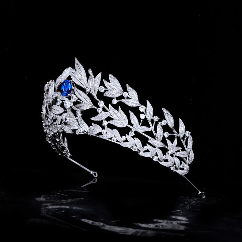 AAA Zircon Sapphire Tiara Crown Copper Micro Inlay Wedding Headdress gifts for her