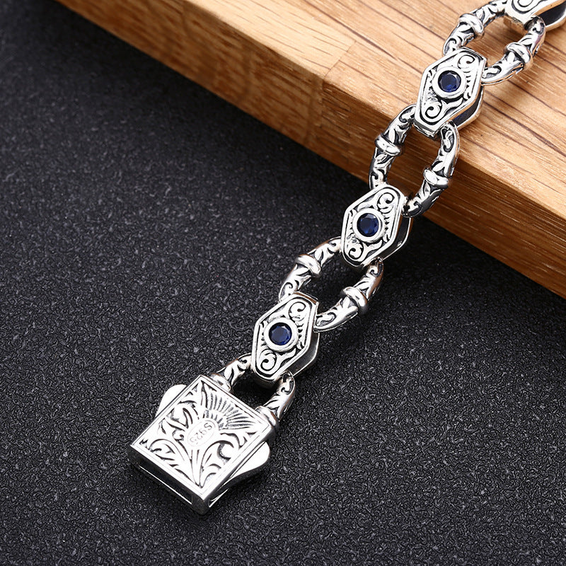 925 Sterling Silver Embossed Pattern Bracelet For Men