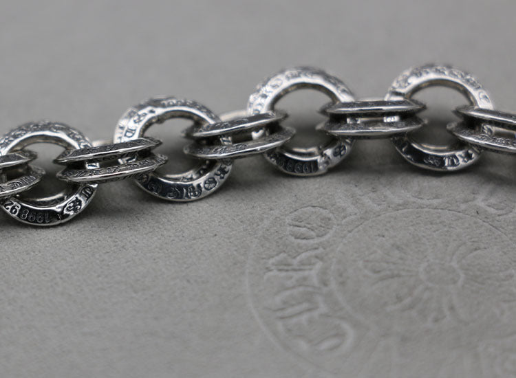 925 Sterling Silver Bracelet for Men Punk Nightclub Vintage Ring Bracelet