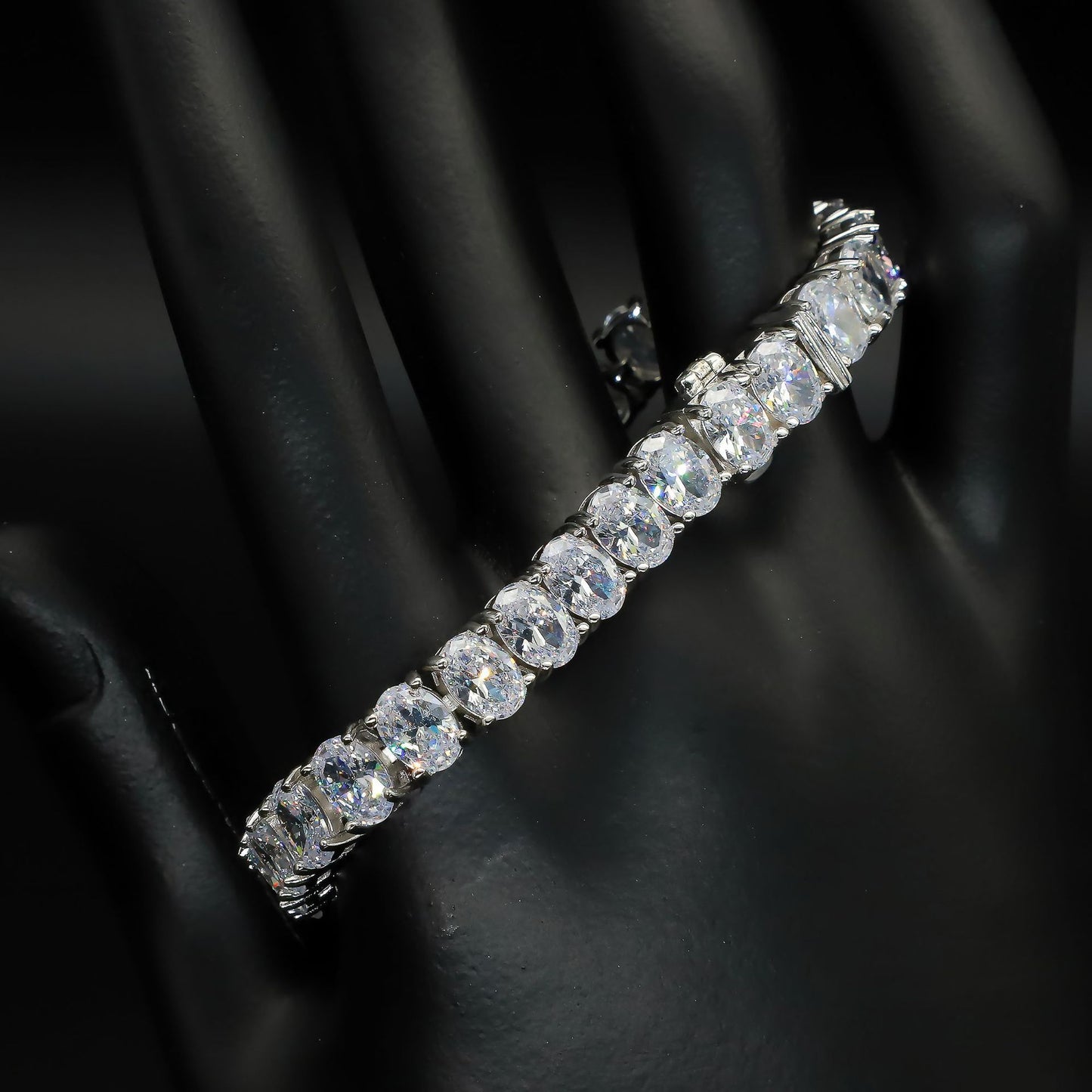 925 Sterling Silver Square Shaped Zircon Tennis Bracelet