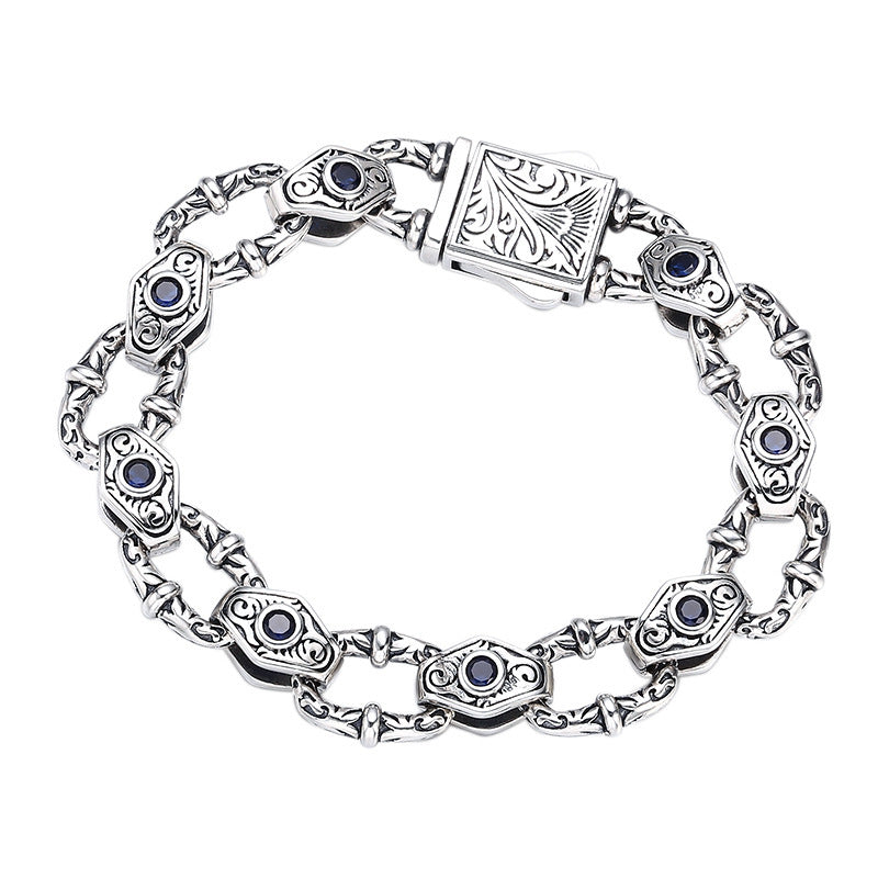 925 Sterling Silver Embossed Pattern Bracelet For Men