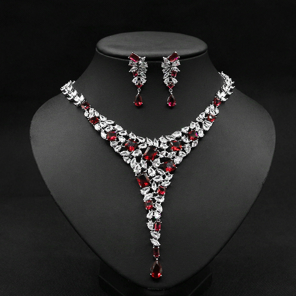 Wedding Jewelry Set Zircon Necklace Set Wedding Dress Wedding Earring Accessories