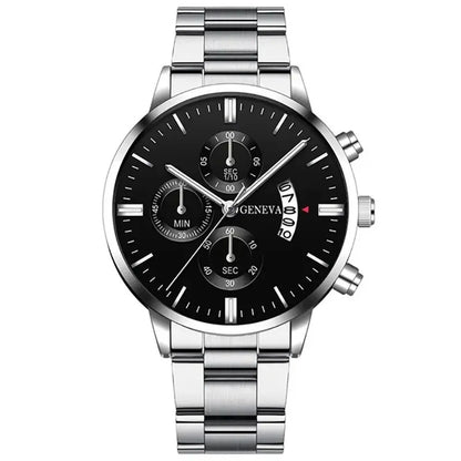 Men’s Black Stainless Steel Quartz Watch – Rexyle Nocturne Edition