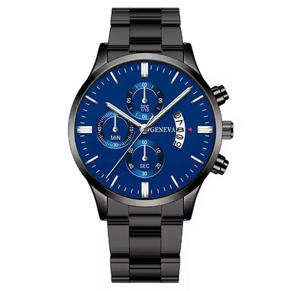 Men’s Black Stainless Steel Quartz Watch – Rexyle Nocturne Edition