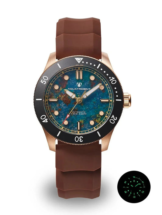 Men’s Bronze Marble Dial Watch – Aquatrident Artisan Series Automatic