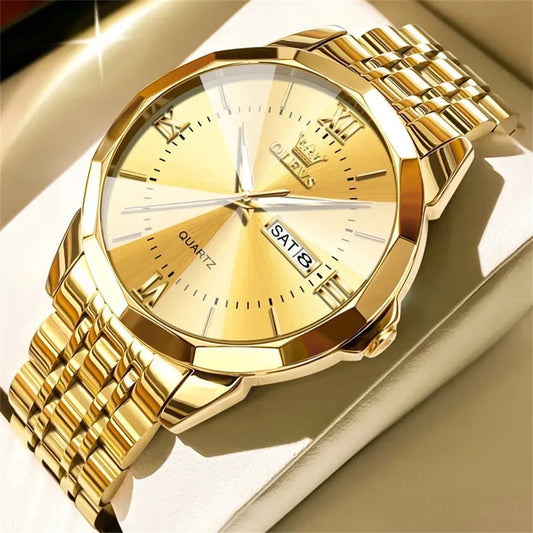 Men’s Stainless Steel Quartz Watch – Rexyle OLEVS Date & Week Edition