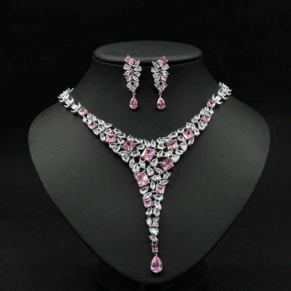 Wedding Jewelry Set Zircon Necklace Set Wedding Dress Wedding Earring Accessories