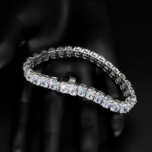 925 Sterling Silver Square Shaped Zircon Tennis Bracelet