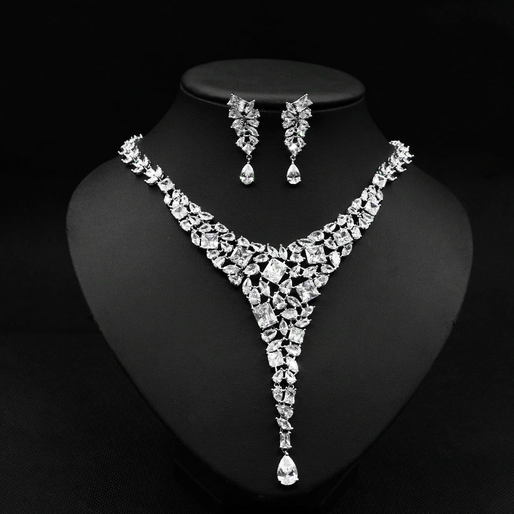 Wedding Jewelry Set Zircon Necklace Set Wedding Dress Wedding Earring Accessories