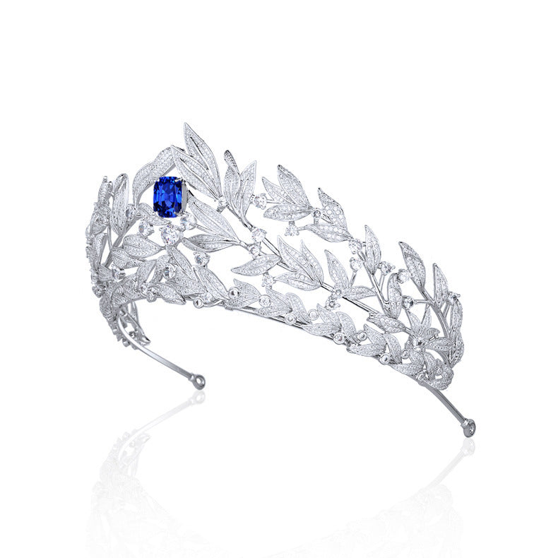 AAA Zircon Sapphire Tiara Crown Copper Micro Inlay Wedding Headdress gifts for her