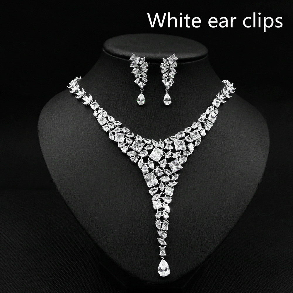 Wedding Jewelry Set Zircon Necklace Set Wedding Dress Wedding Earring Accessories