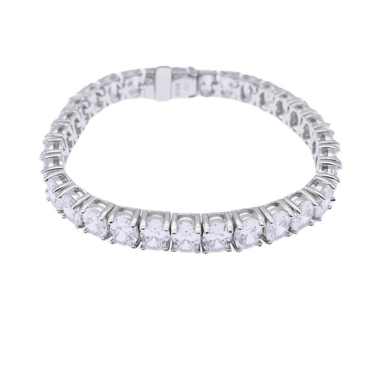 925 Sterling Silver Square Shaped Zircon Tennis Bracelet